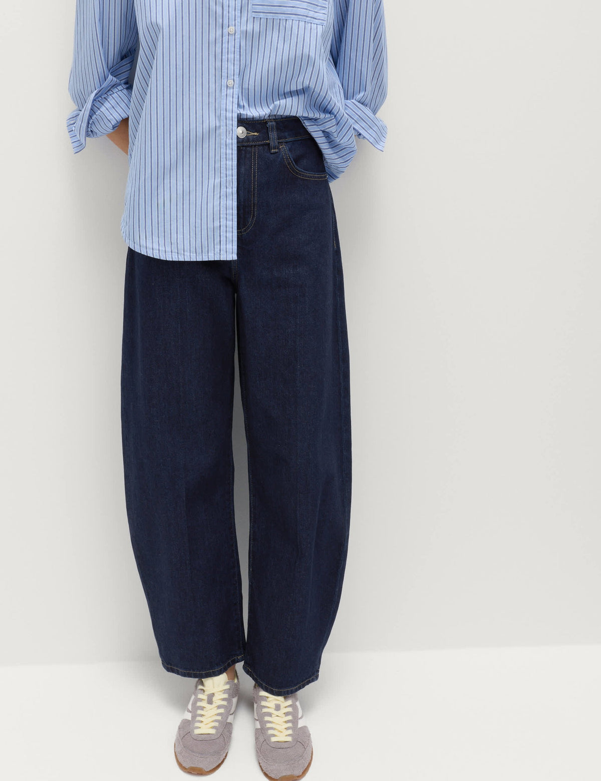 Yüksek Bel Barrel Leg Jean