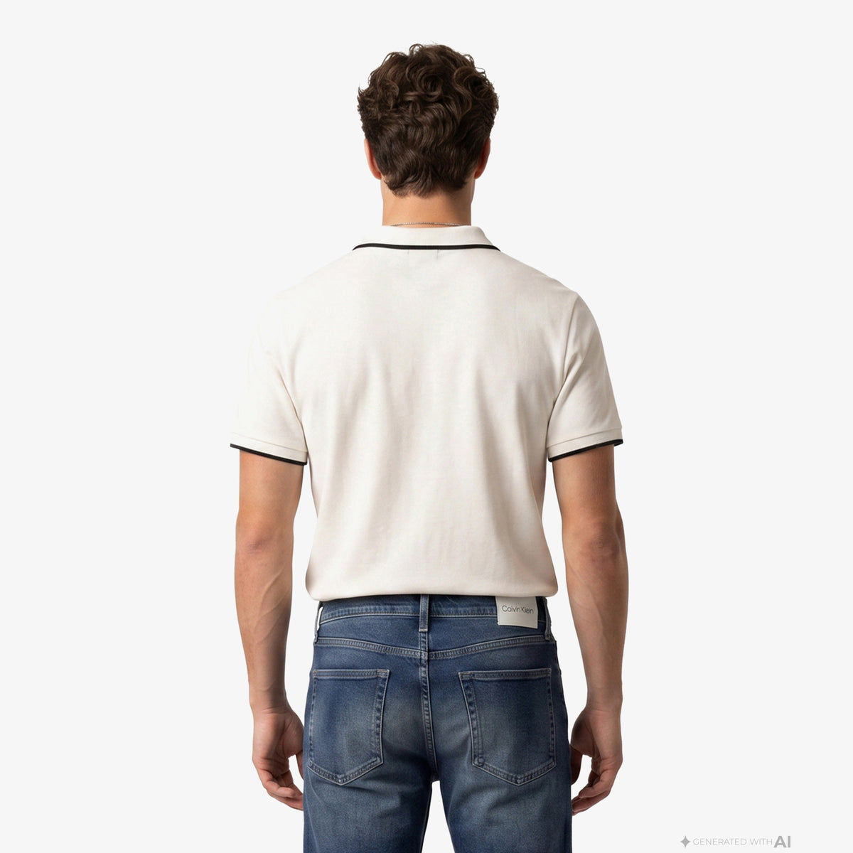 Calvin Klein Tipped Zip Pique Erkek Beyaz Polo