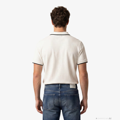 Calvin Klein Tipped Zip Pique Erkek Beyaz Polo