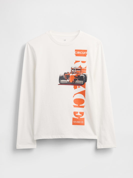 Beyaz Grafik Baskılı T-shirt