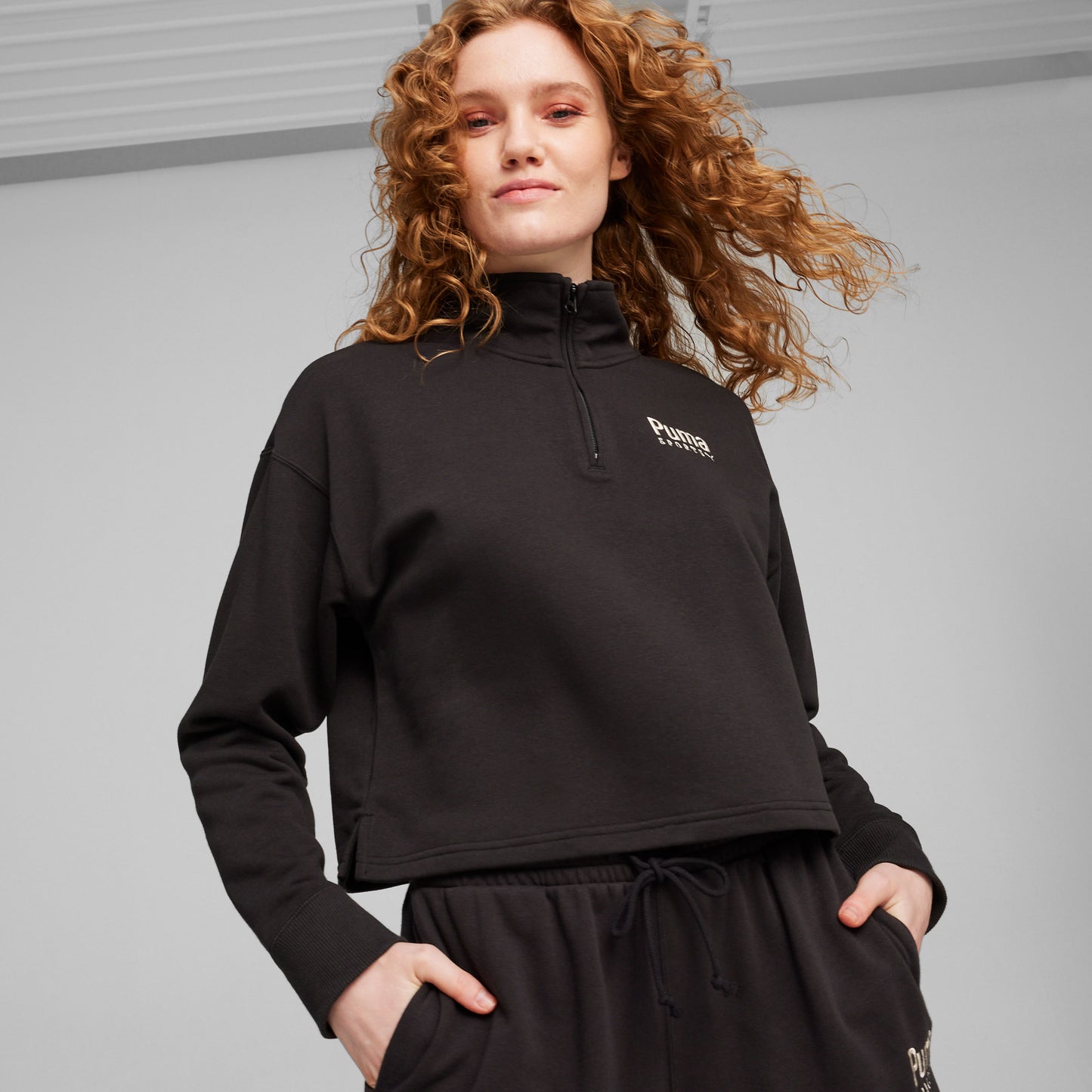 Puma Team Half Zip Crew Kadın Bej Sweatshirt