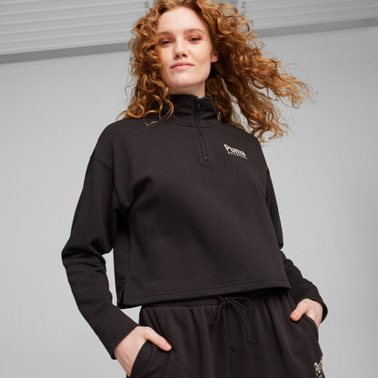 Puma Team Half Zip Crew Kadın Bej Sweatshirt