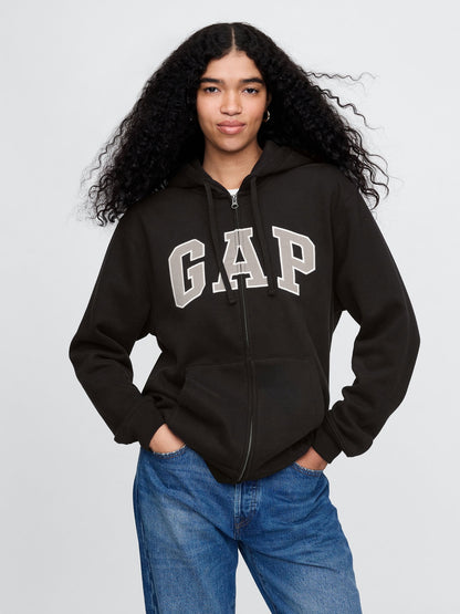 Siyah Vintagesoft Arch Logo Tam Fermuarlı Sweatshirt