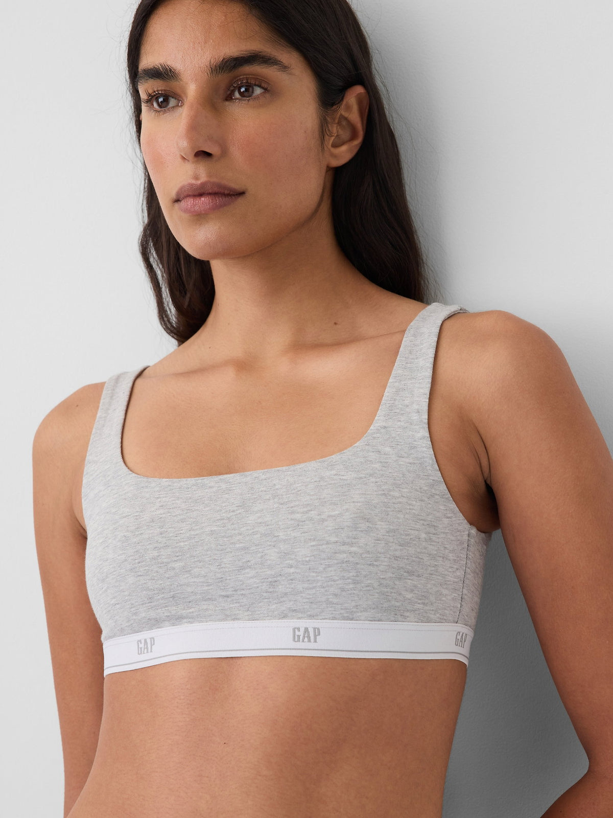 Gri Softmade Organik Stretch Pamuk Gap Logo Bralet