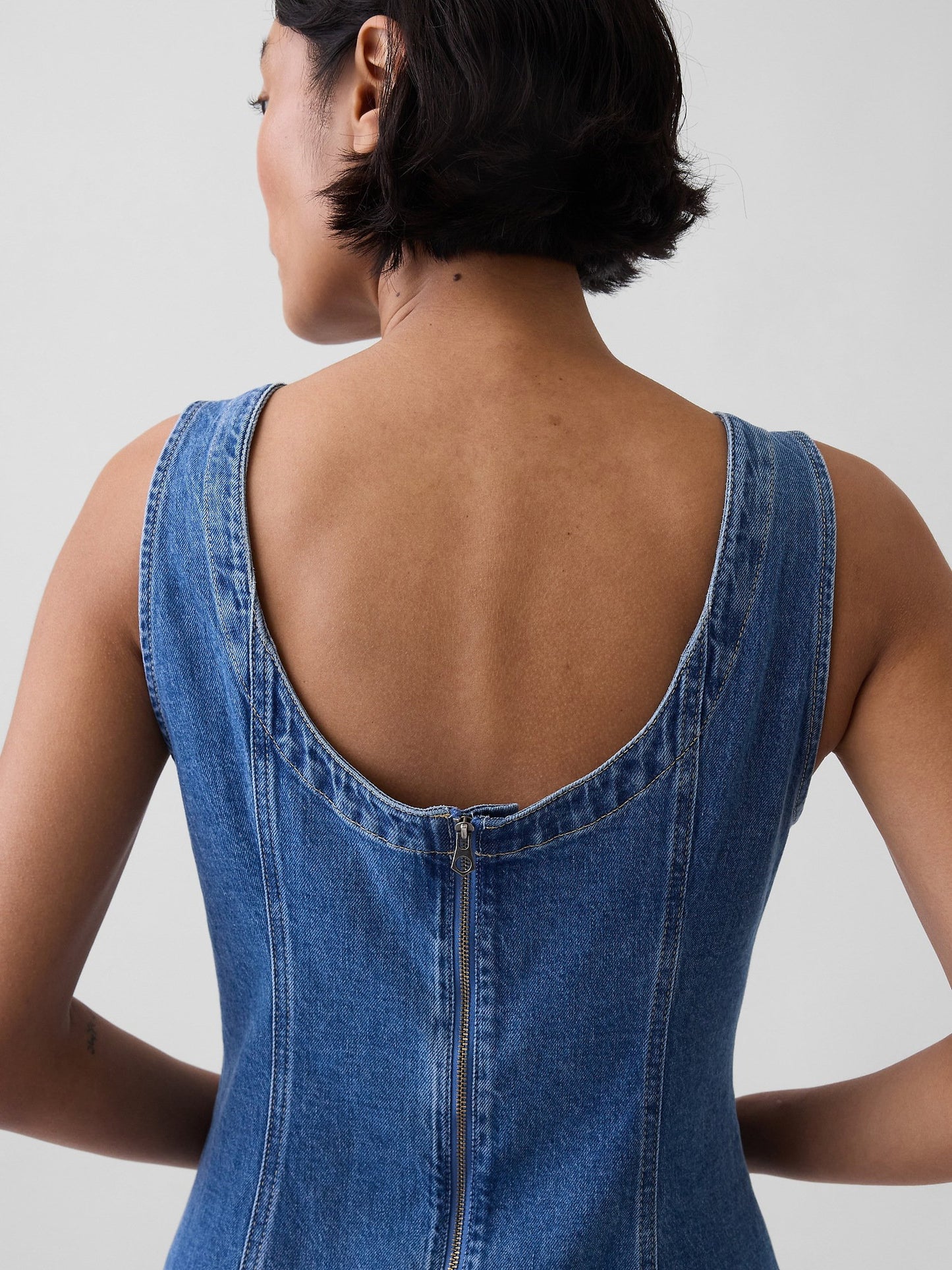 Mavi Denim Botneck Open-back Mini Elbise