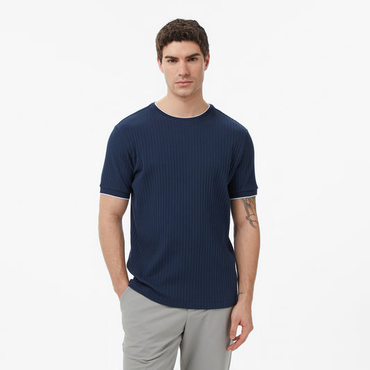 Nautica Erkek Lacivert Regular Fit Çizgili T-shirt