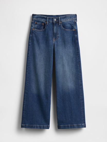 Koyu Mavi High Rise Stride Wide-leg Ankle Jean Pantolon