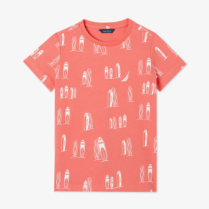Nautica Erkek Çocuk Kırmızı Regular Fit Baskılı T-shirt