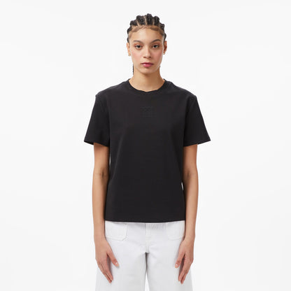 Calvin Klein Interlock Emblem Mock Kadın Siyah T-shirt