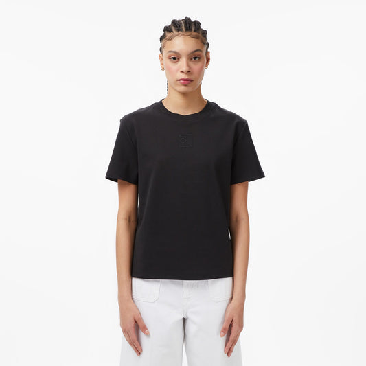 Calvin Klein Interlock Emblem Mock Kadın Siyah T-shirt