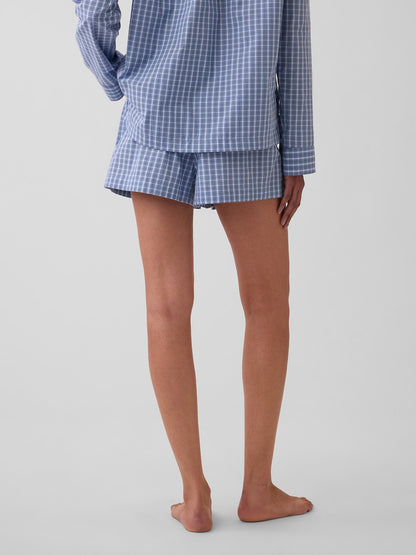 Mavi Poplin Boxer Pijama Şort