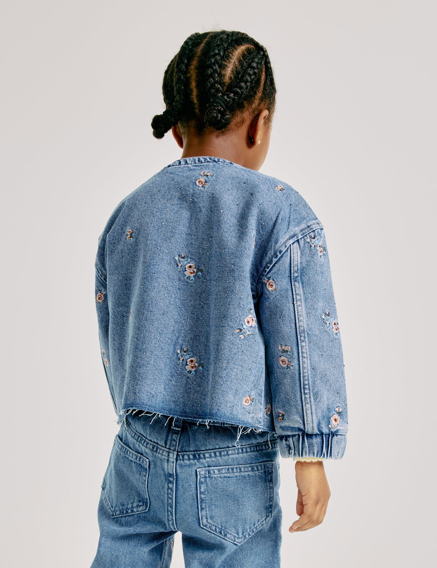 Denim Çiçekli Ceket