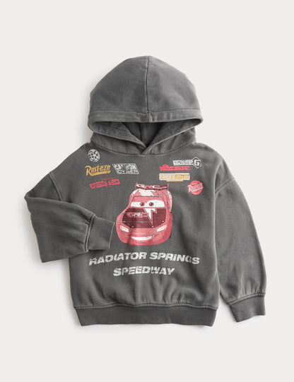 Pamuk Karışımlı Disney Cars Kapüşonlu Sweatshirt (3–7 Yaş)