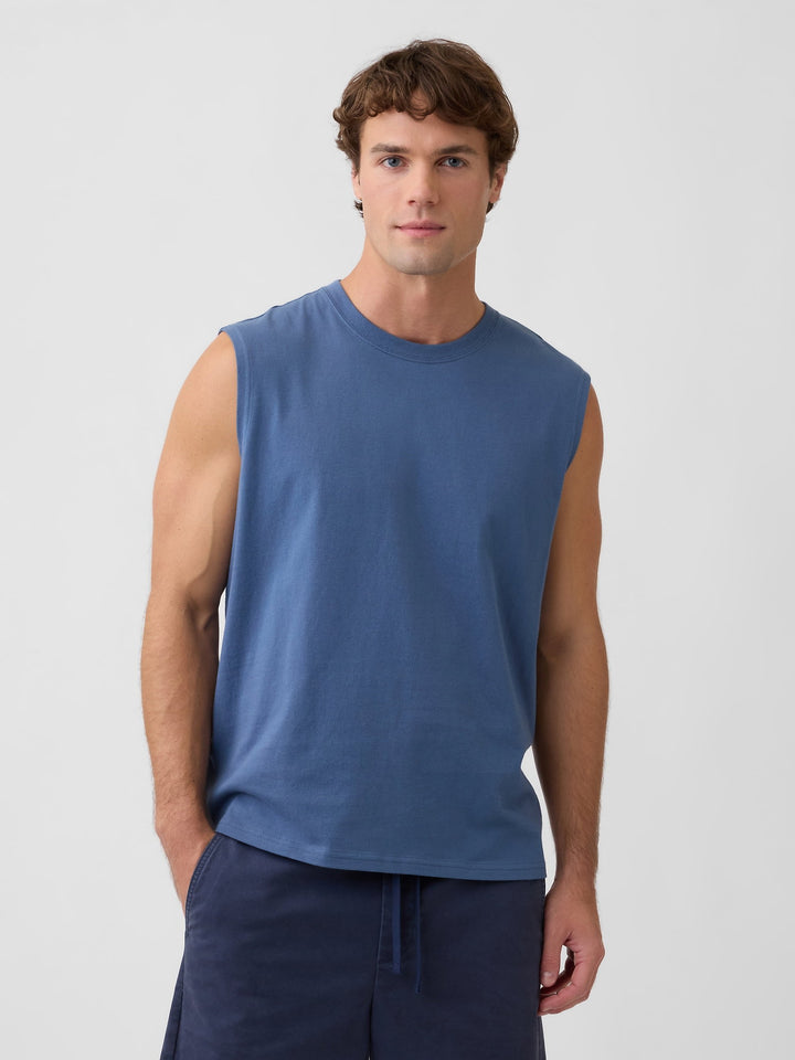 Beyaz Everyday Soft Relaxed Muscle Kolsuz T-shirt