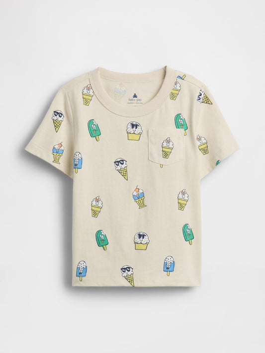 Mavi Mix & Match Baskılı Cep T-shirt