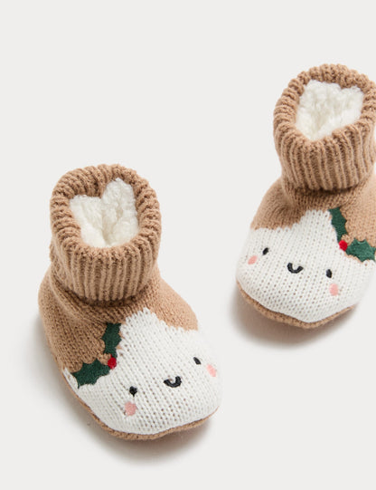 Yılbaşı Temalı Peluş Astarlı Patik