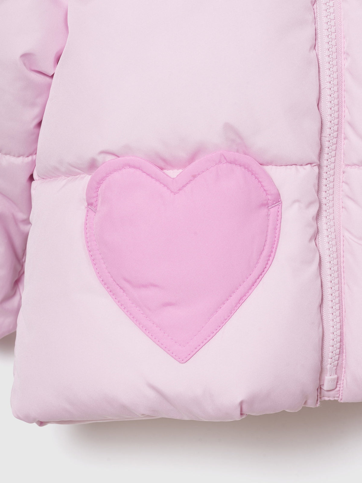 Pembe Kalp Desenli Şişme Puffer Mont