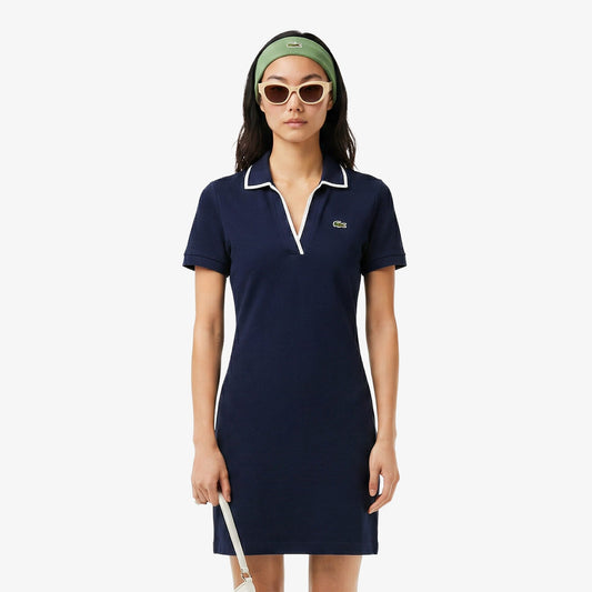 Lacoste Kadın Classic Fit Kısa Kollu Polo Yaka Lacivert Elbise