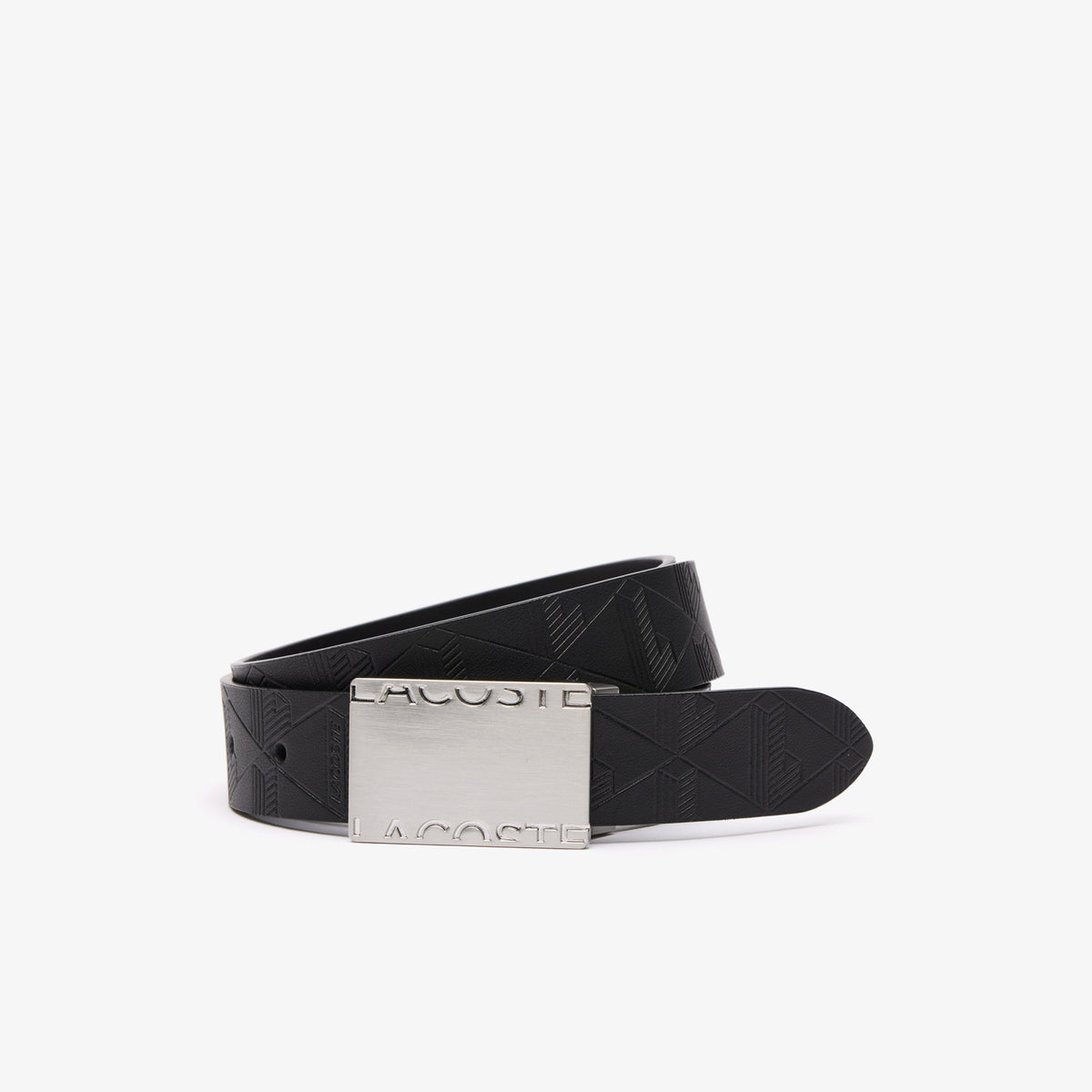 Lacoste Erkek Monogram Deri Siyah Kemer