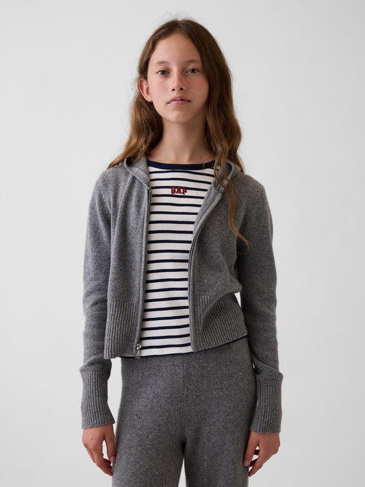 Gri Cashsoft Fermuarlı Sweatshirt