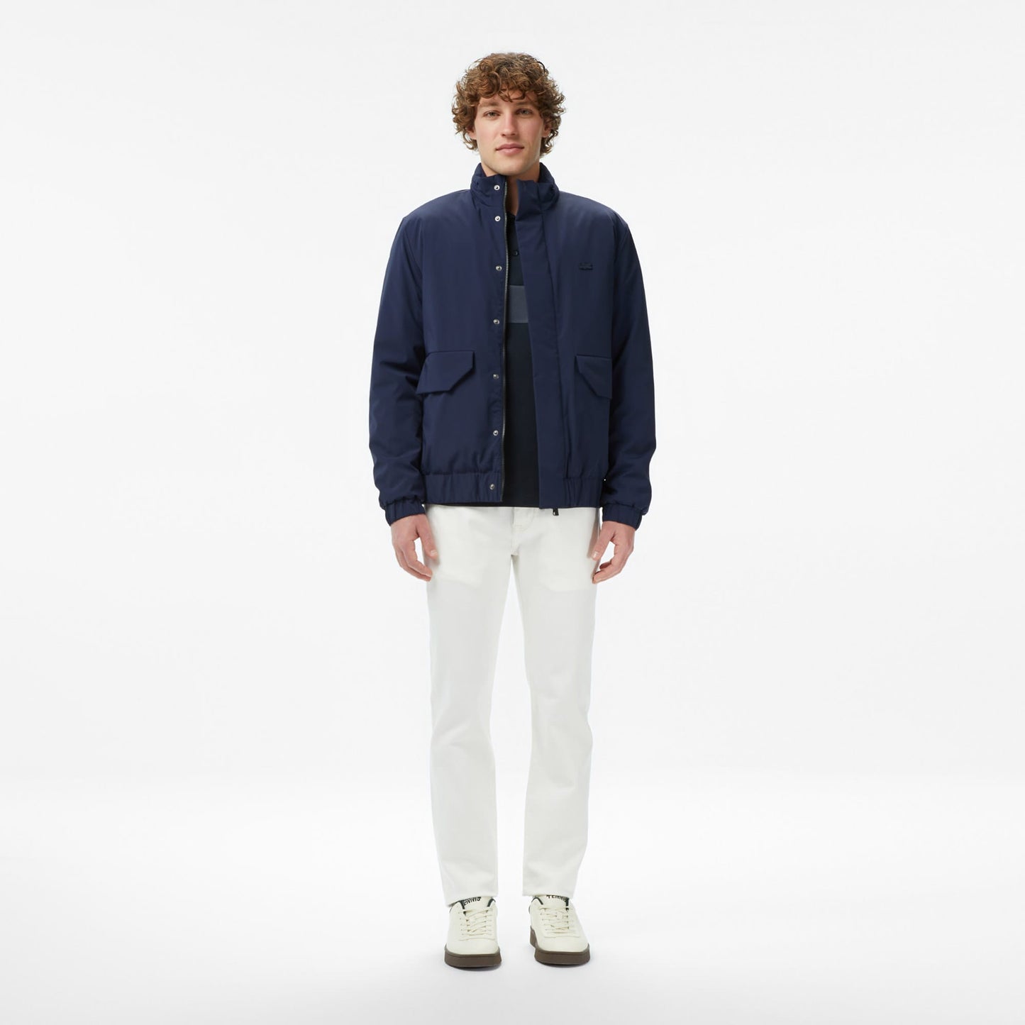 Lacoste Erkek Relaxed Fit Dik Yaka Lacivert Mont