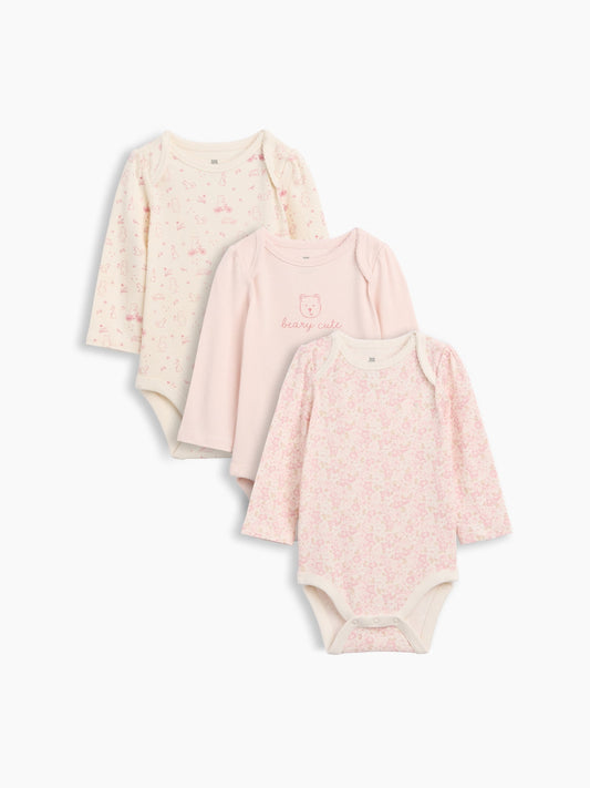 Pembe First Favorites Organik Pamuk Bodysuit (3’lü)