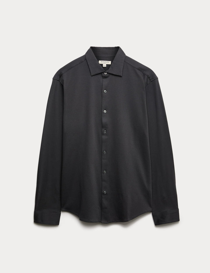 Regular Fit Easy Iron Saf Pamuklu Jarse Gömlek