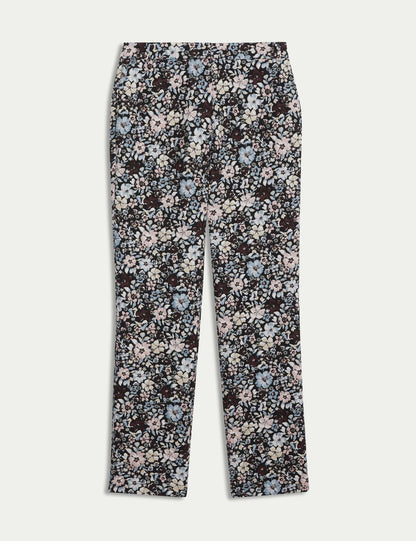 Çiçekli Jakarlı Straight Leg Pantolon