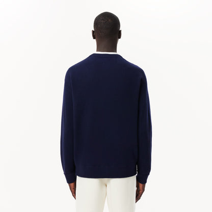 Lacoste Relaxed Fit V Yaka Erkek Lacivert Hırka