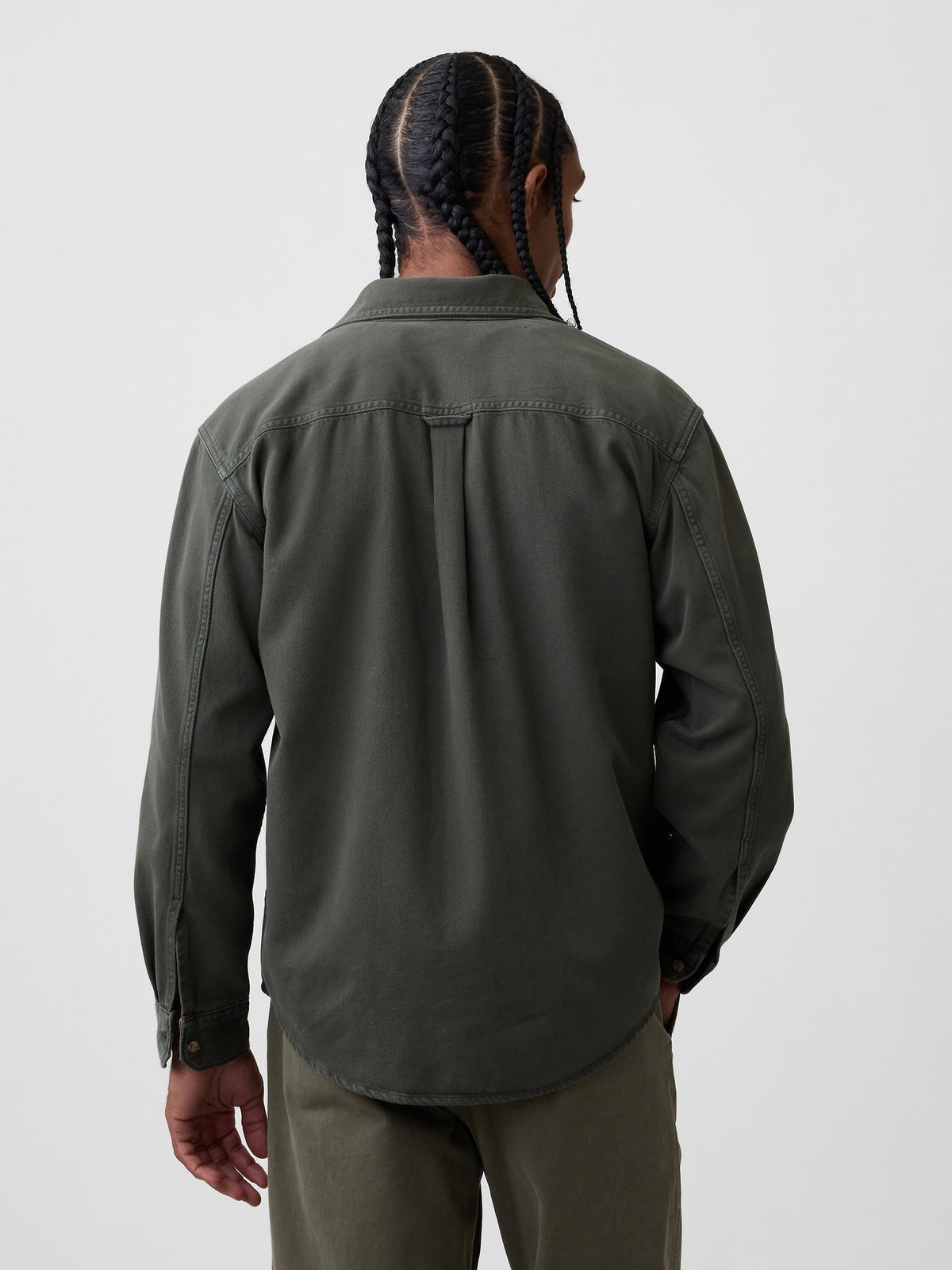 Haki Ultrasoft Denim Relaxed Utility Gömlek