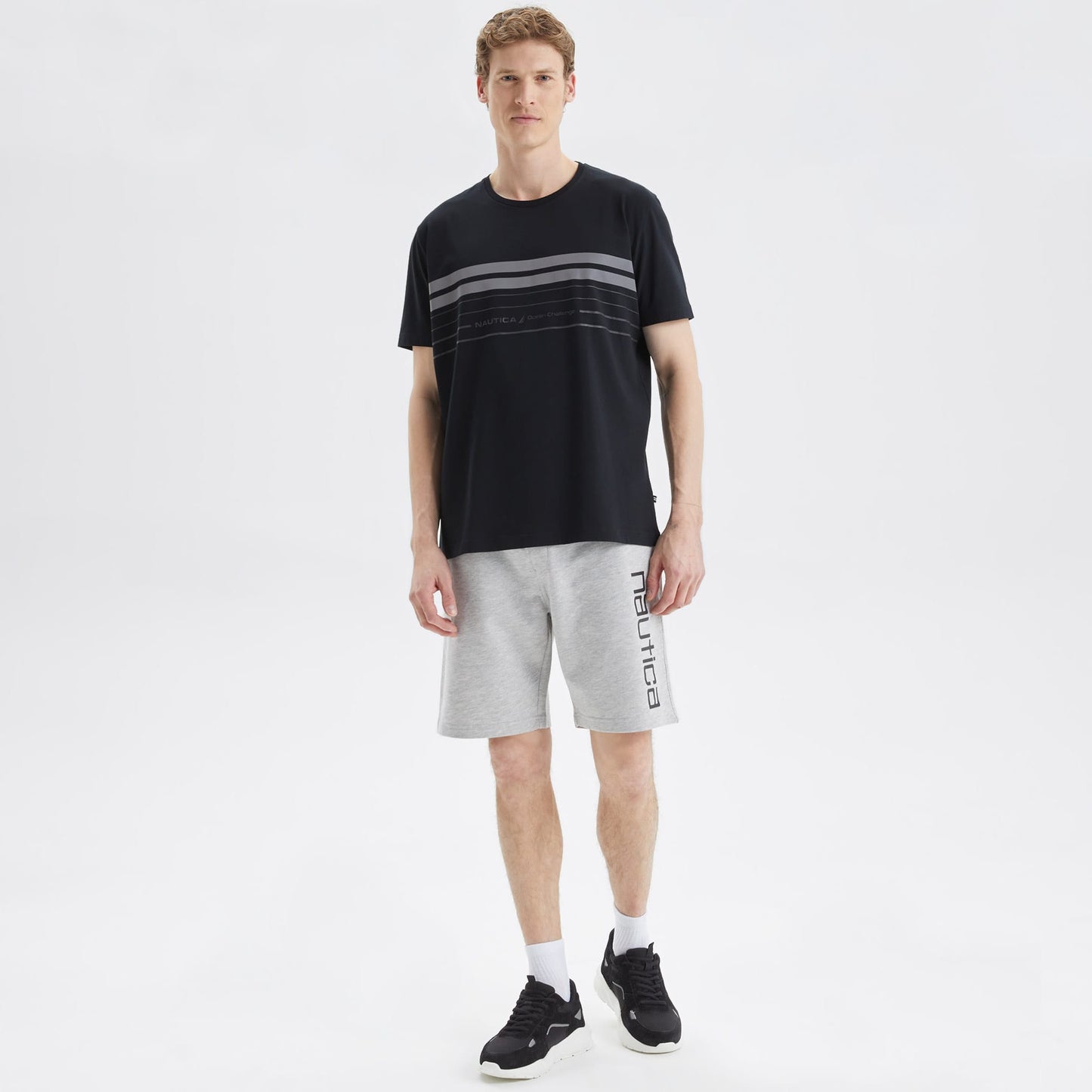 Nautica Erkek Siyah Standart Fit Çizgili T-shirt