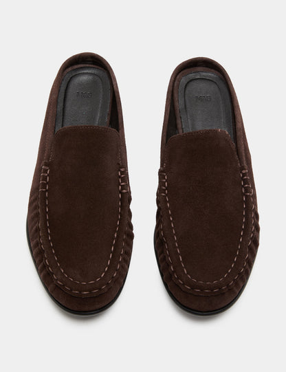Büzgü Detaylı Arkası Açık Süet Loafer