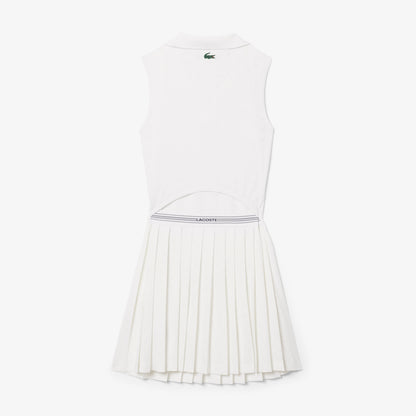 Lacoste Sport Kadın Slim Fit Kolsuz Polo Yaka Beyaz Elbise