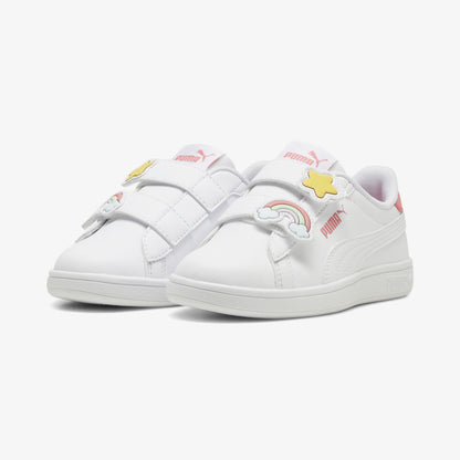 Puma Smash 3.0 Badges Çocuk Beyaz Spor Ayakkabı