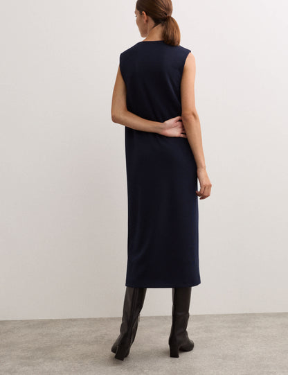 Derin V Yaka Jersey Midi Elbise