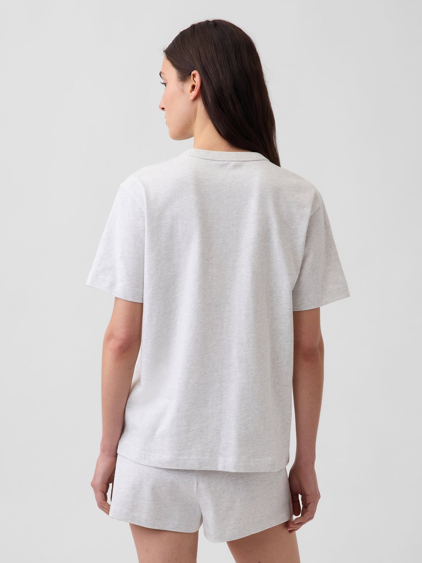 Açık Gri Nap Logo Oversized Pijama Üstü