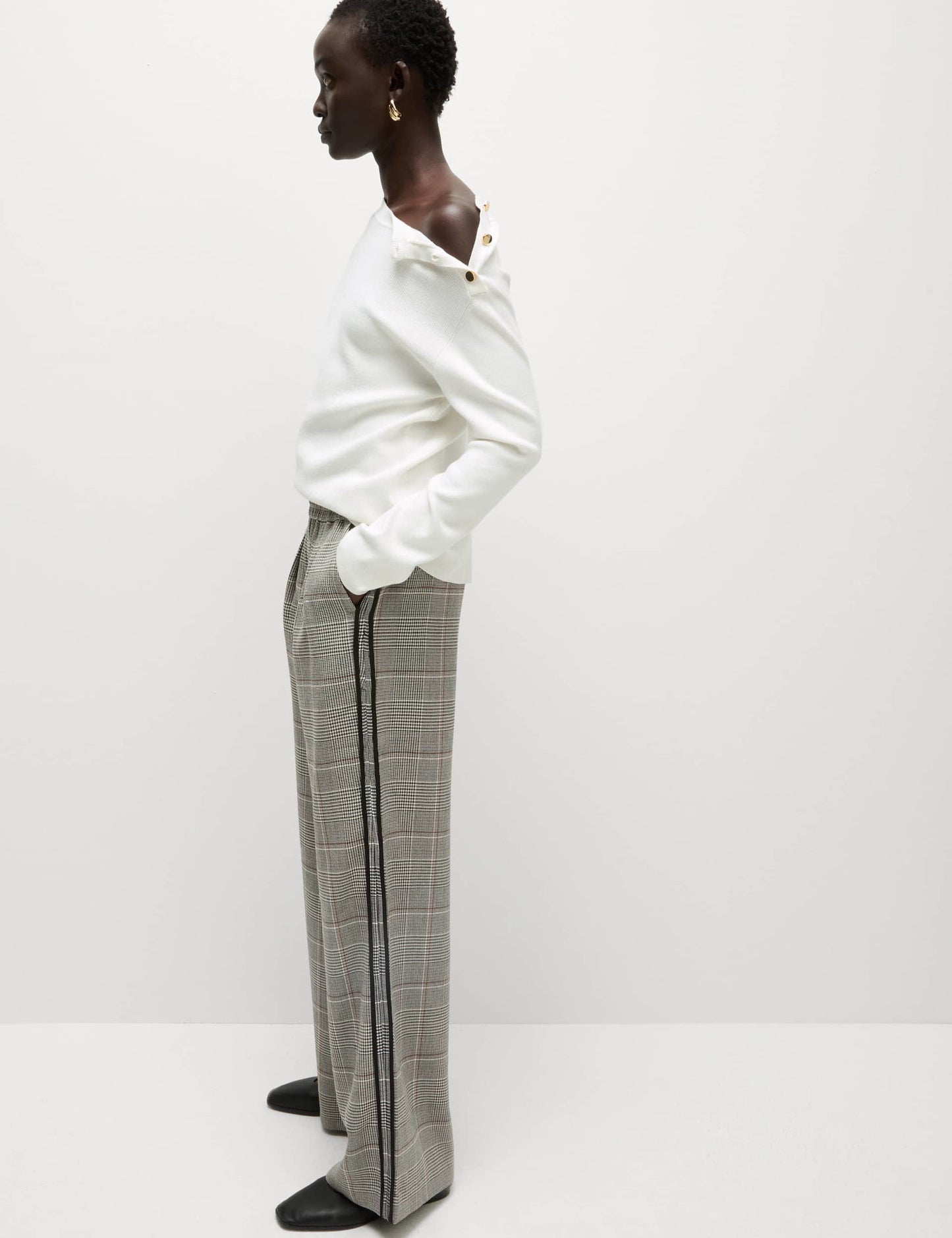 Şerit Detaylı Wide Leg Pantolon