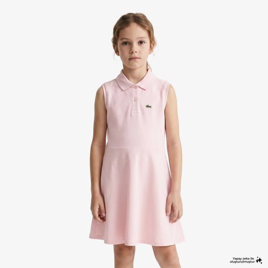 Lacoste Kız Çocuk Kolsuz Polo Yaka Pembe Elbise