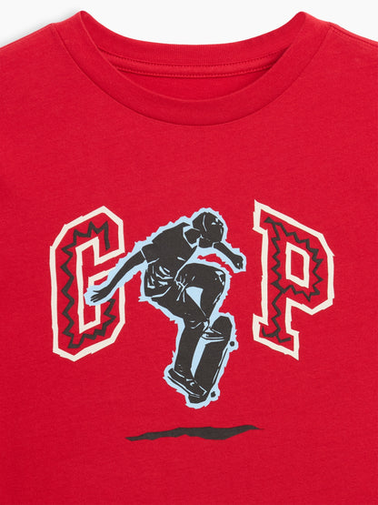 Kırmızı Logo Grafik Baskılı T-shirt