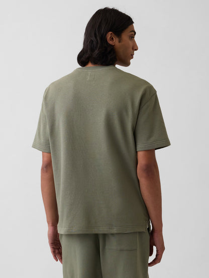 Haki Relaxed Fransız Havlu Kumaş Grafik Baskılı T-shirt