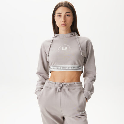 United4 Classic Kadın Gri Crop Sweatshirt