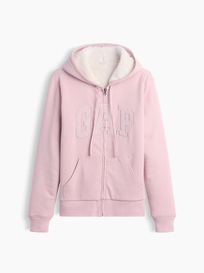 Pembe Relaxed Gap Logo Sherpa-astarlı Fermuarlı Sweatshirt