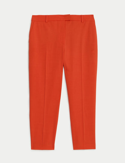 Straight Leg Crop Yün Pantolon