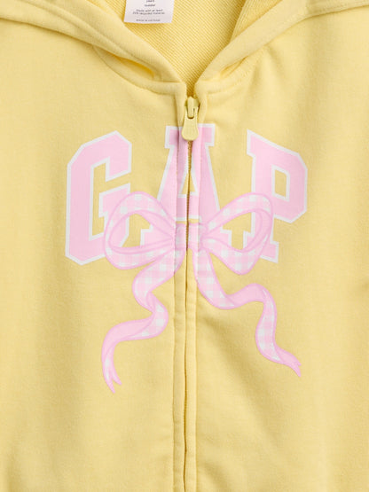 Sarı Relaxed Logo Fransız Havlu Kumaş Fermuarlı Sweatshirt