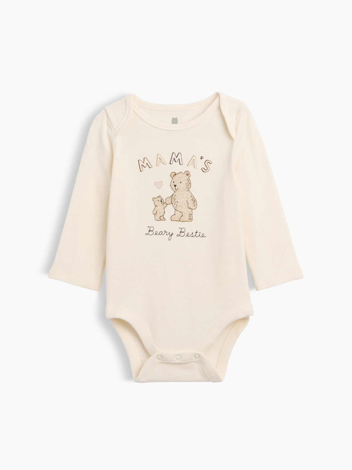 Krem Organik Pamuk Family Grafik Baskılı Bodysuit