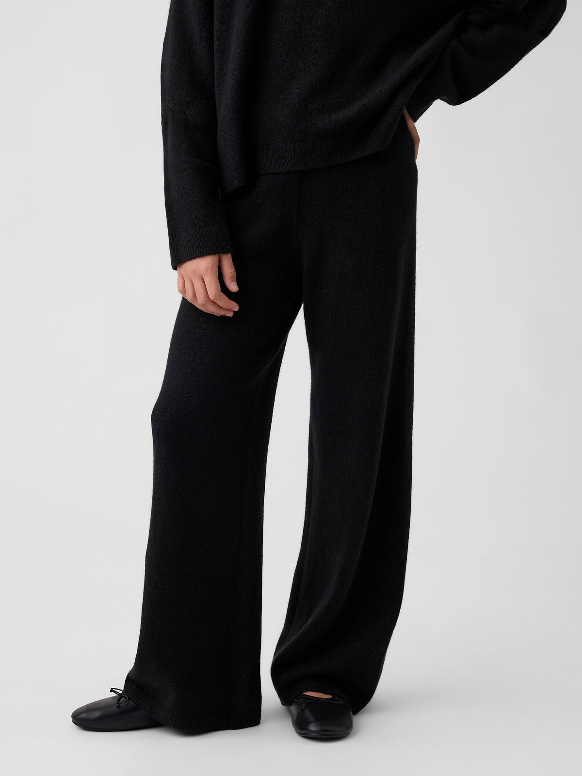Siyah Cashsoft Wide-leg Pantolon