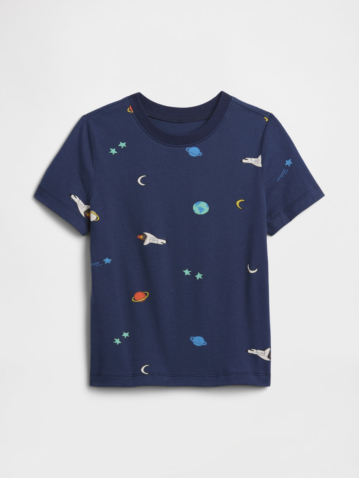 Koyu Mavi Grafik Baskılı T-shirt