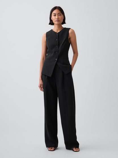 Siyah High-neck Longline Yelek