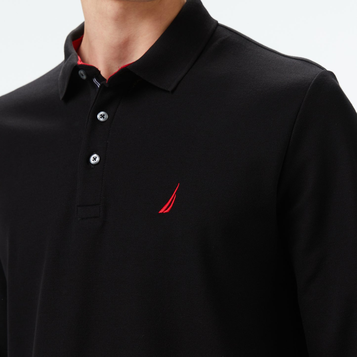 Nautica Erkek Siyah Classic Fit Uzun Kollu Polo Yaka T-shirt