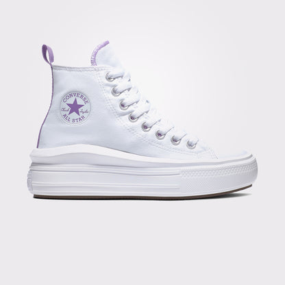 Converse Chuck Taylor All Star Move Platform Çocuk Mor Detaylı Beyaz Sneaker